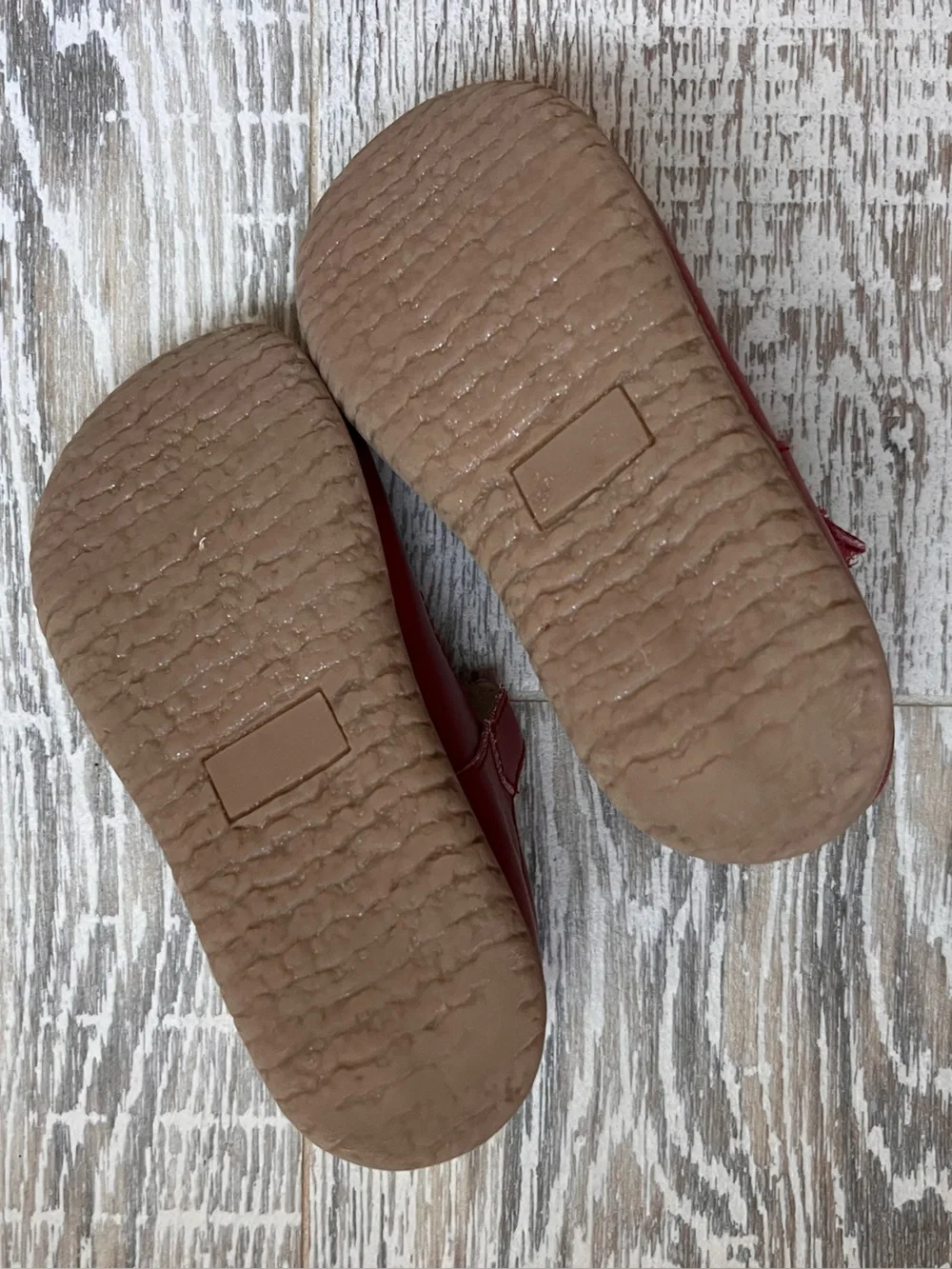 L’Amour Kids Red T-Strap Velcro Leather Shoes with Bow Accent Size 9